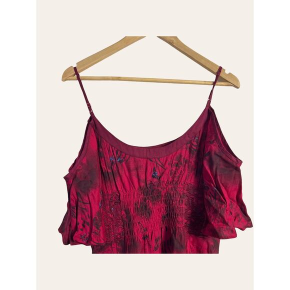 Free People Red Cold-Shoulder Floral Abstract Mini Dress Size 4 - Picture 6 of 12